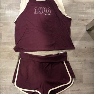 PINK Maroon Tank & Shorts Set - 1986 Logo